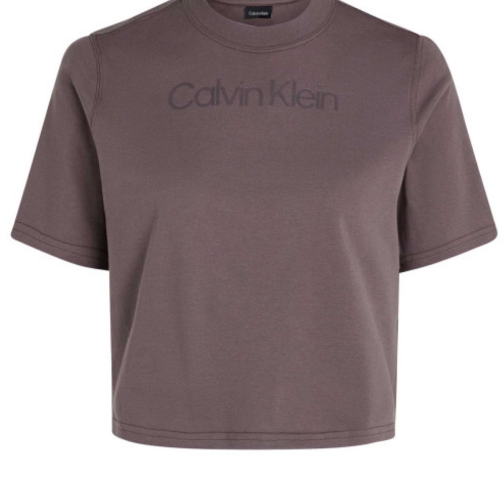 Calvin Klein Women's Brown Cropped Short Sleeve Tee
